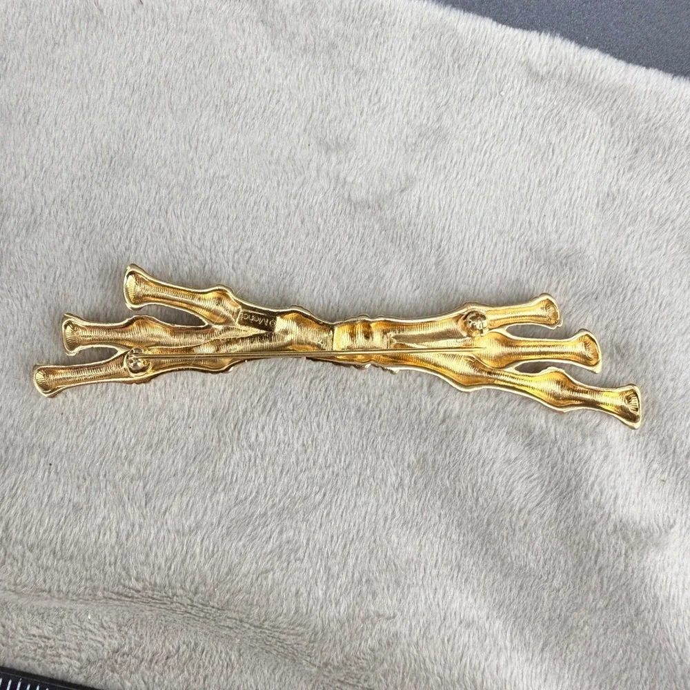Vintage Monet Brooch Bamboo Gold Tone